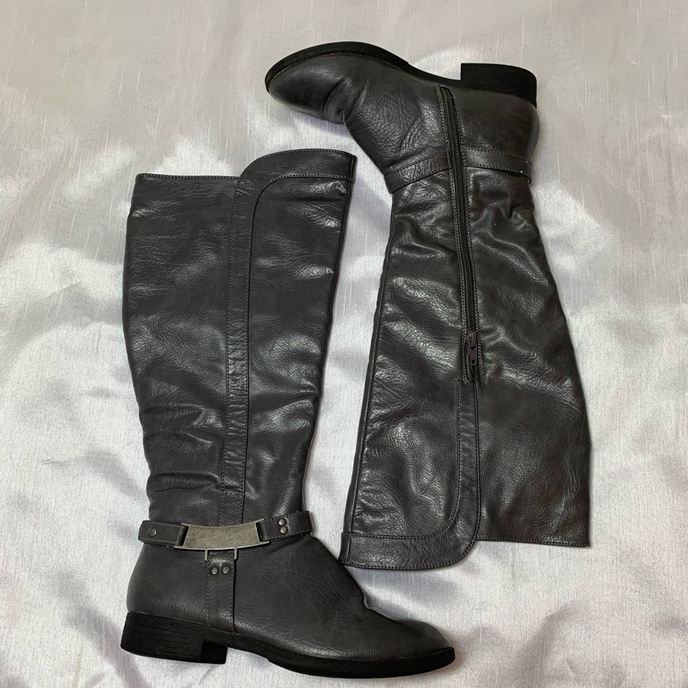 Womens  Dark Grey Riding Boots Size 5.5